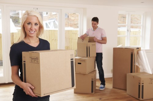 Office relocation planning in Clapham with moving team and office equipment
