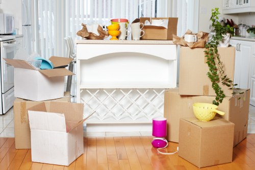 Boxes and furniture unloaded into a new Clapham home