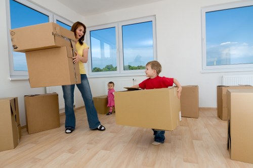 Professional office removal team handling desks and equipment in Clapham