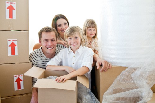Carefully wrapped household items ready for transport in Clapham